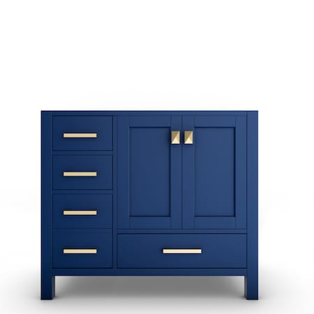 Castello Usa Yamyam 36" Blue Vanity with Gold Handles (Right Base Only) CB-YAM-36B-R-GLD-VBO